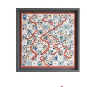 Vintage Milton Bradley Chutes &Ladders Framed Game Board Art 21x21 Shadowbox